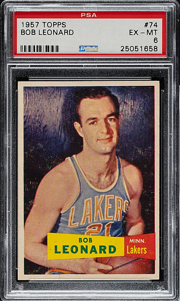 1957-1958 Topps Basketball #74 Bob Leonard Rookie PSA EX-MT 6
