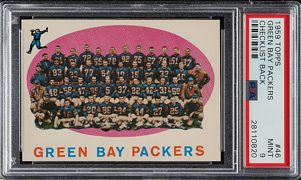 1959 Topps Football #46 Green Bay Packers Team PSA MINT 9