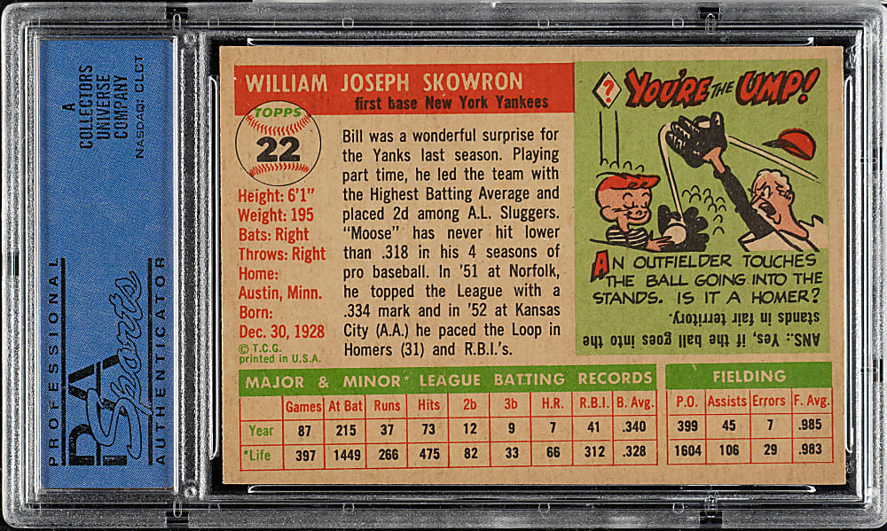 1955 Topps #22 Bill Skowron PSA NM 7