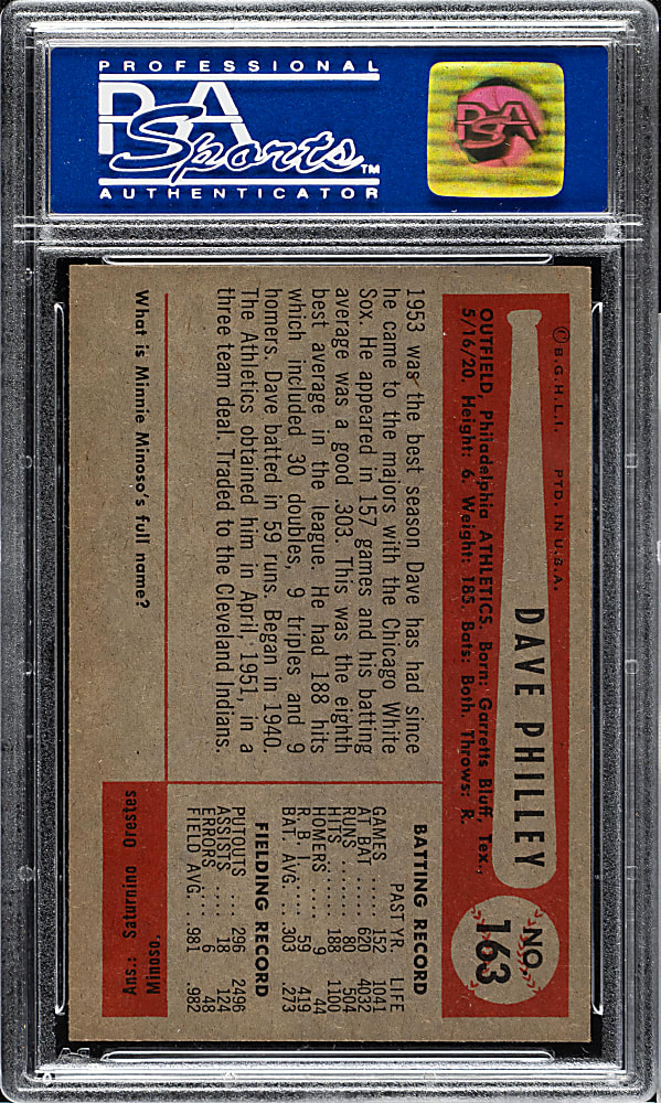 1954 Bowman #163 Dave Philley PSA NM -MT 8