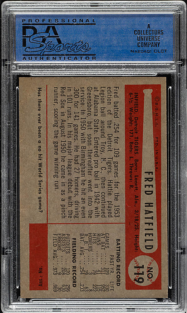 1954 Bowman #119 Fred Hatfield PSA NM-MT 8