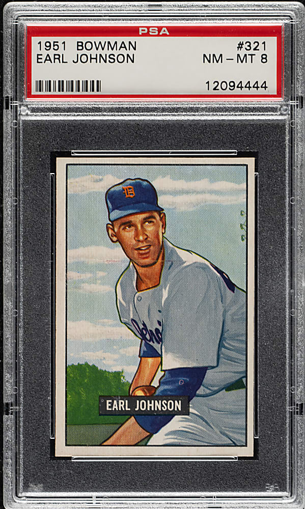 1951 Bowman #321 Earl Johnson PSA NM-MT 8