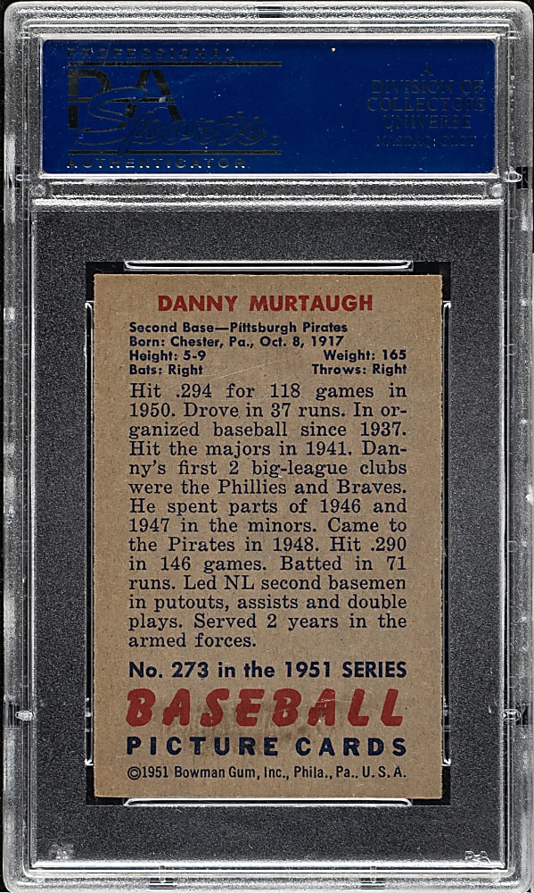 1951 Bowman #273 Danny Murtaugh PSA NM 7