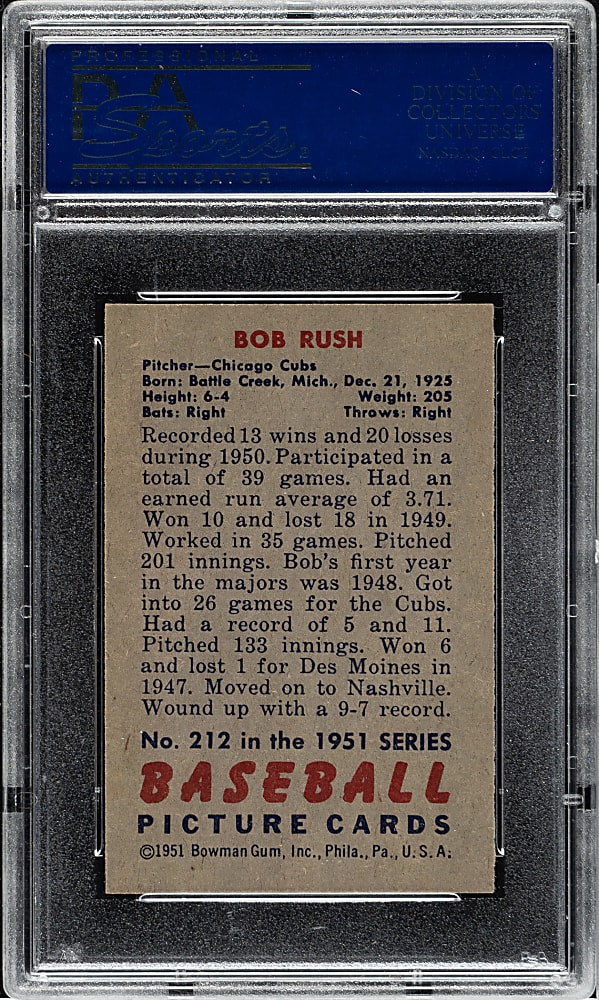 1951 Bowman #212 Bob Rush PSA NM-MT 8