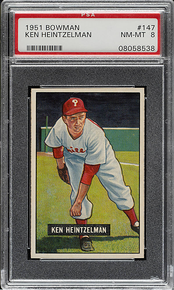 1951 Bowman #147 Ken Heintzelman PSA NM-MT 8