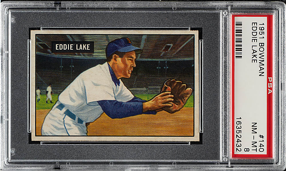 1951 Bowman #140 Eddie Lake PSA NM-MT 8