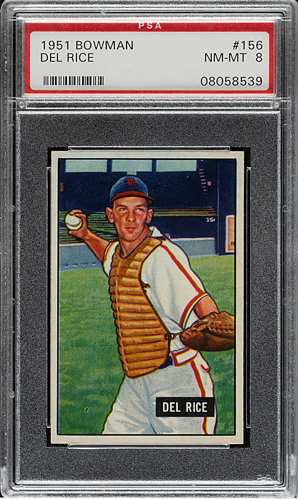 1951 Bowman #156 Del Rice PSA NM-MT 8