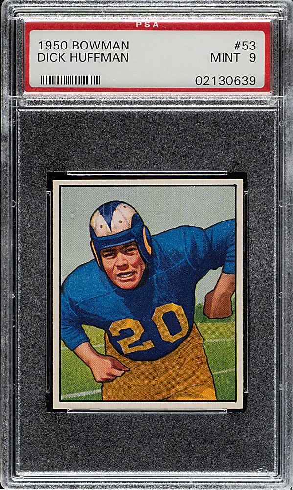 1950 Bowman Football #53 Dick Huffman Rookie PSA MINT 9