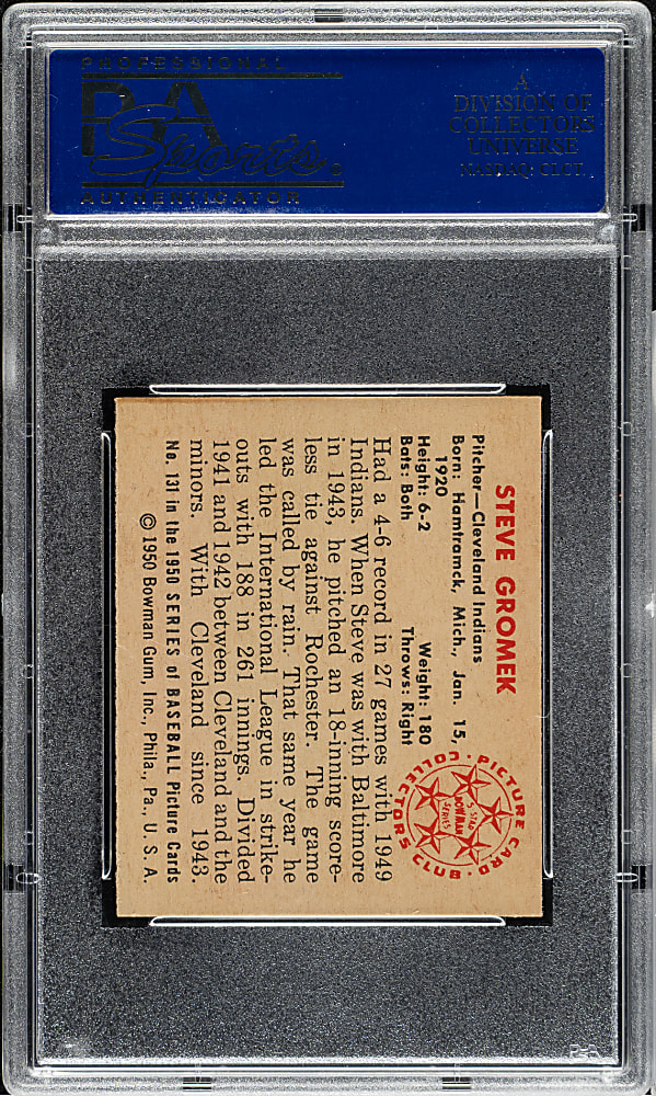 1950 Bowman #131 Steve Gromek PSA NM-MT 8