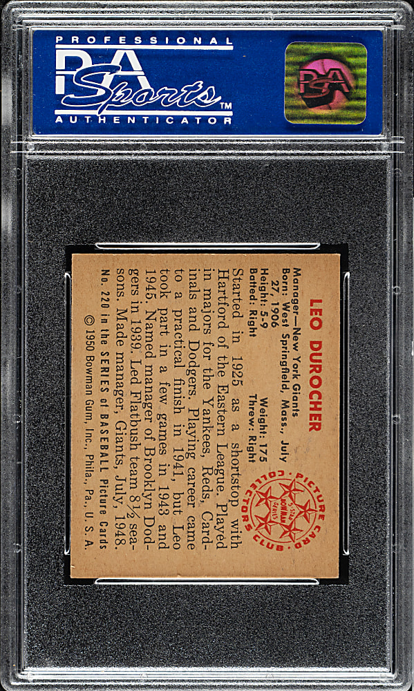 1950 Bowman #220 Leo Durocher PSA NM 7