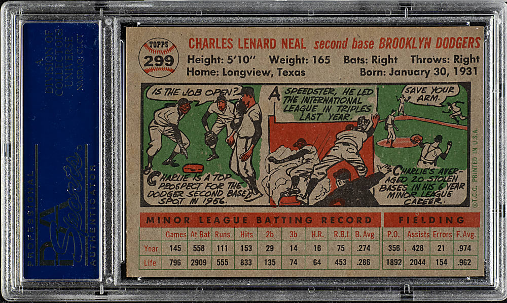 1956 Topps #299 Charlie Neal PSA NM-MT 8