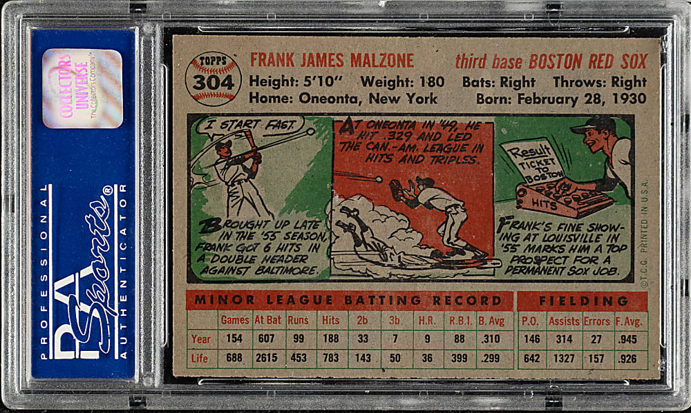 1956 Topps #304 Frank Malzone PSA NM-MT 8