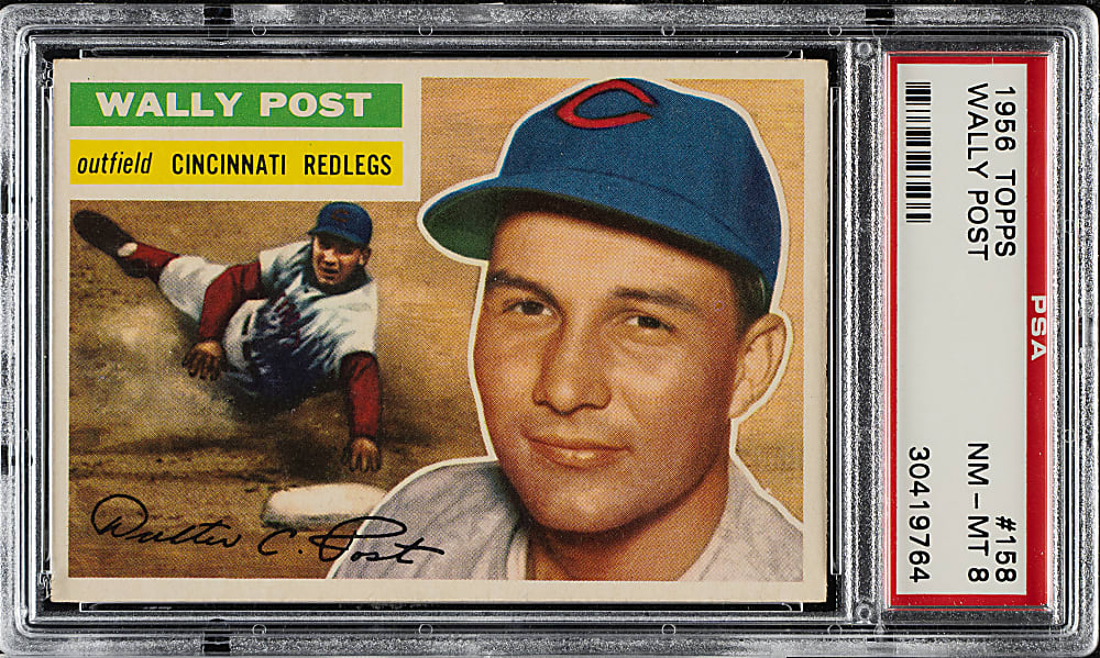 1956 Topps #158 Wally Post Gray Back PSA NM-MT 8