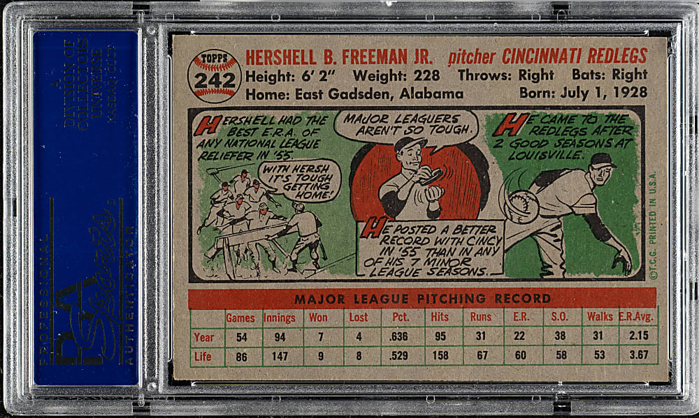 1956 Topps #242 Hershell Freeman PSA NM-MT 8