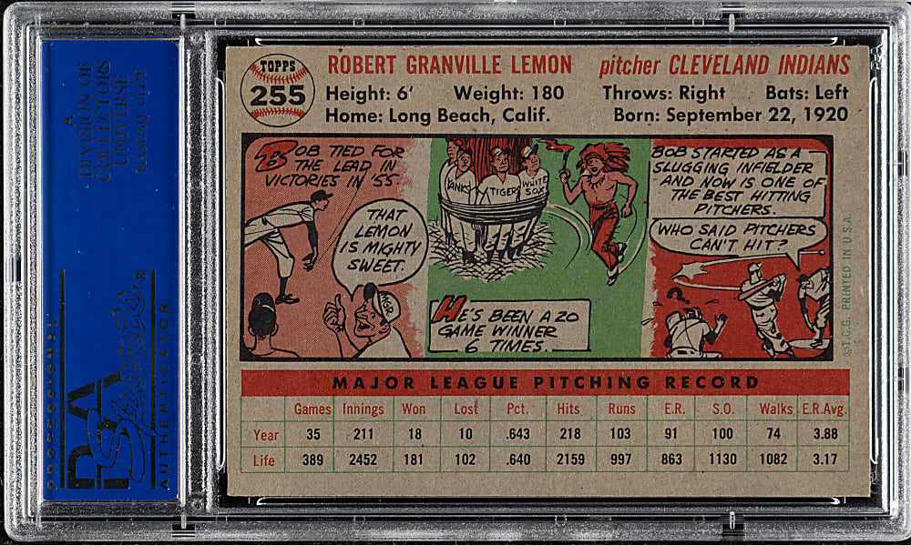 1956 Topps #255 Bob Lemon PSA NM-MT 8
