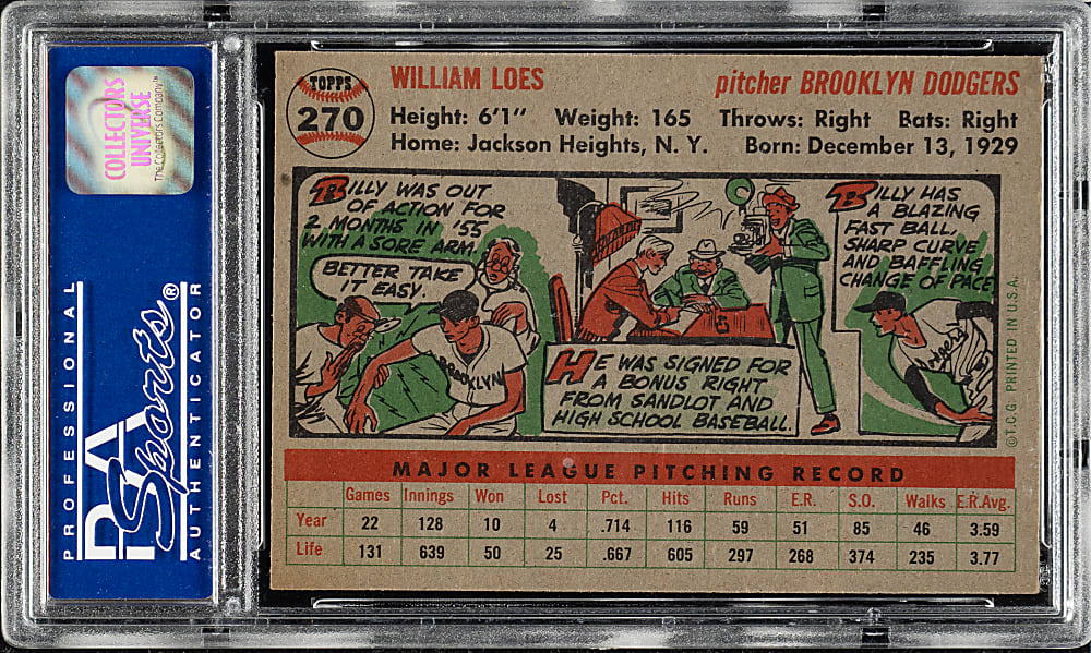 1956 Topps #270 Billy Loes PSA NM-MT 8