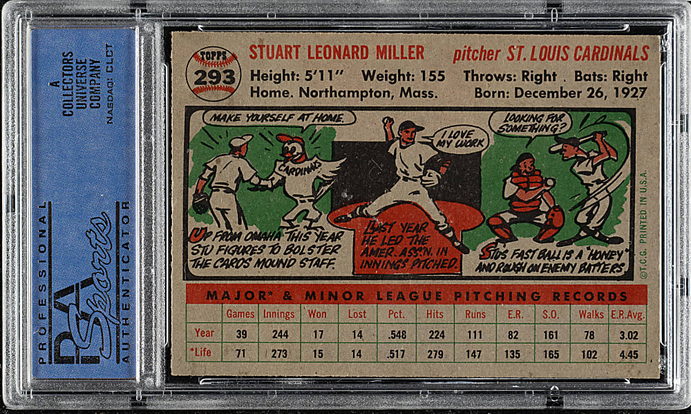 1956 Topps #293 Stu Miller PSA NM-MT 8