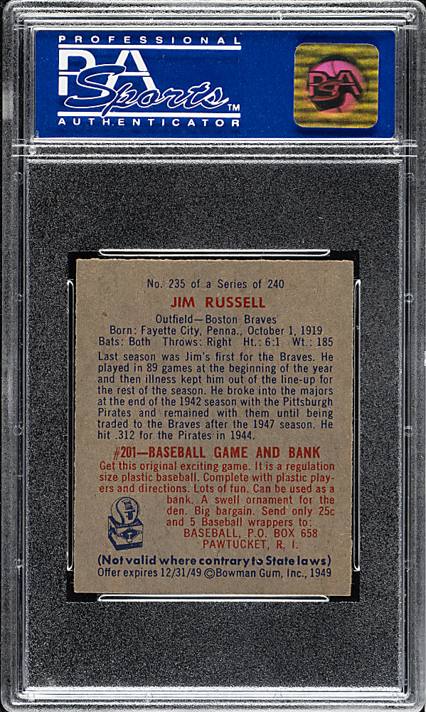 1949 Bowman #235 Jim Russell PSA NM 7
