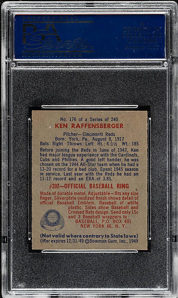 1949 Bowman #176 Ken Raffensberger PSA NM 7