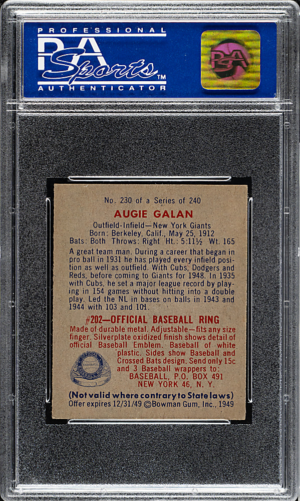 1949 Bowman #230 Augie Galan PSA NM 7