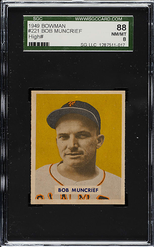 1949 Bowman #221 Bob Muncrief SGC NM/MT 88