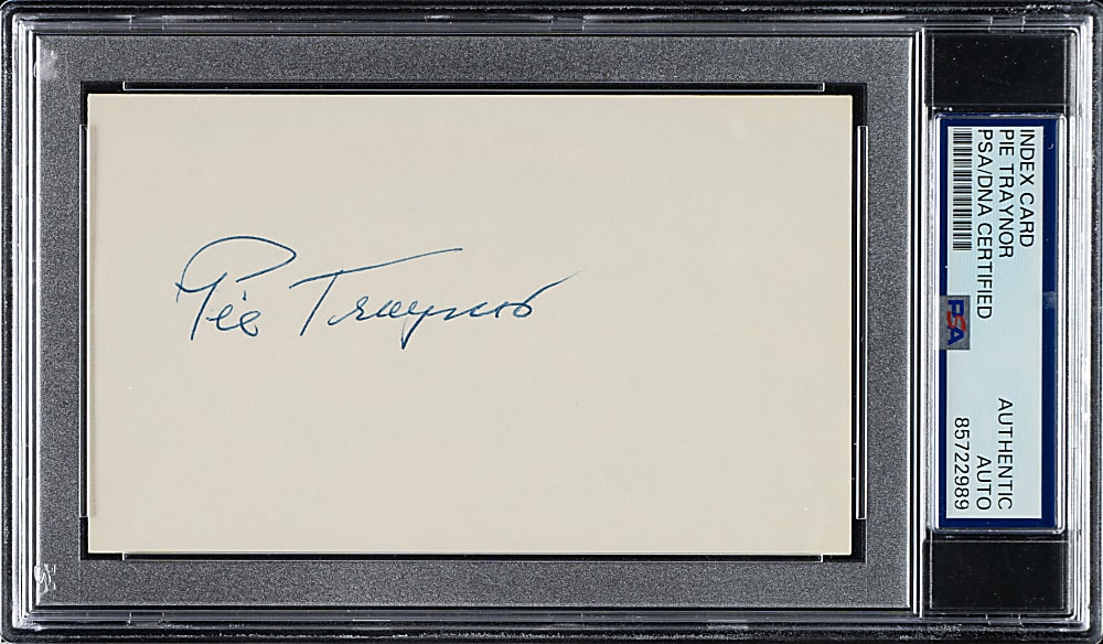 Pie Traynor Signed Index Card - PSA/DNA