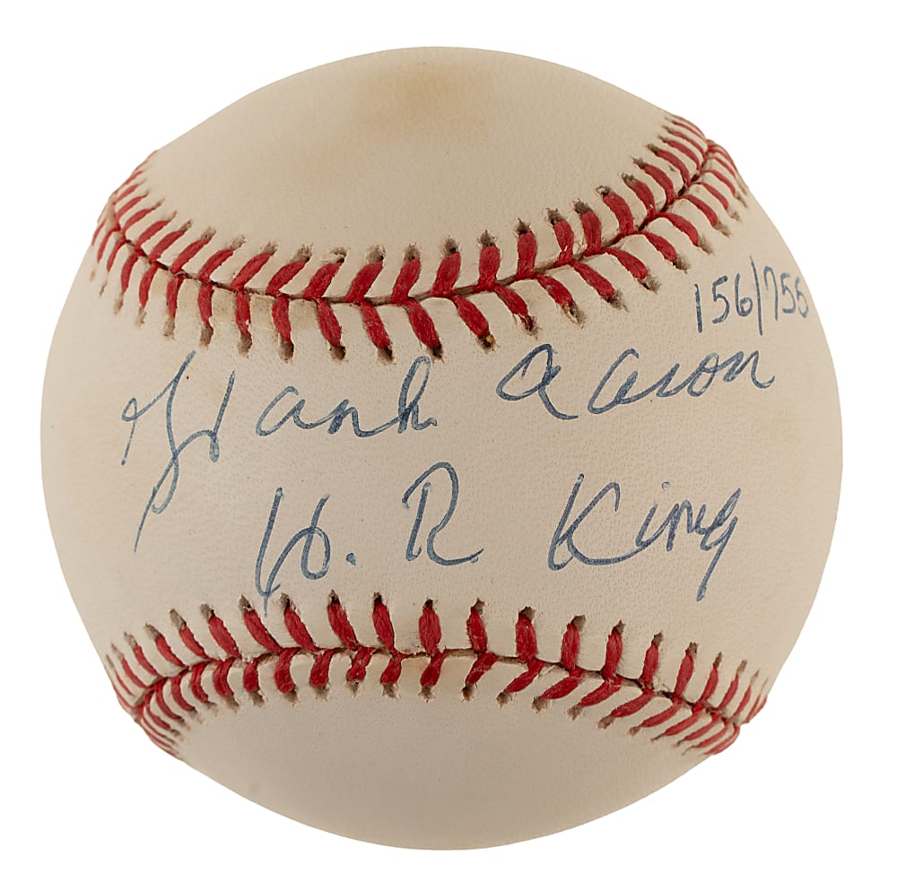 Hank Aaron Single-Signed Limited-Edition Baseball with "H.R. King" Inscription - JSA