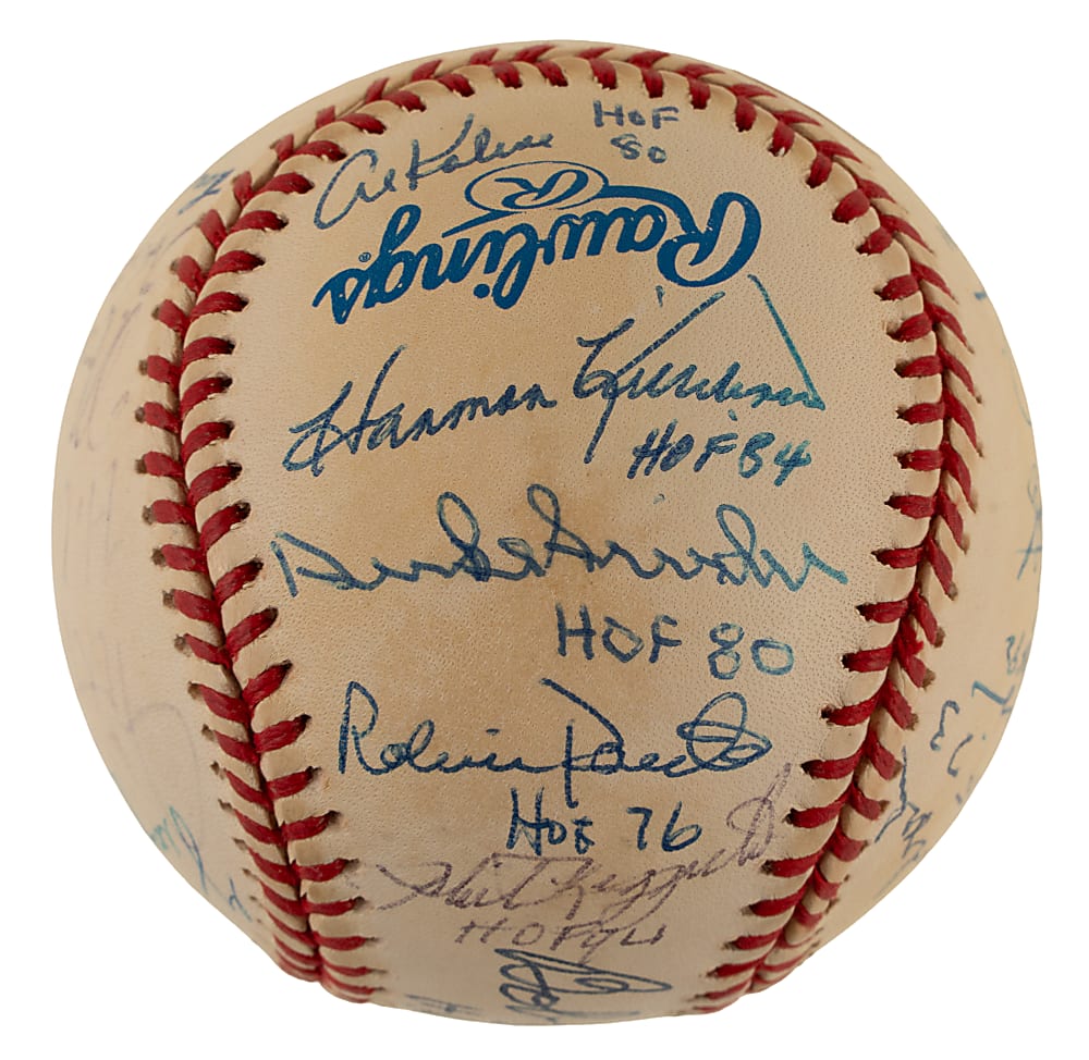 Hall of Fame Multi-Signed Baseball (17 Signatures) - JSA - All with Hall of Fame Inscriptions