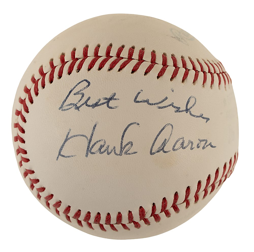 Hank Aaron Single-Signed Baseball - JSA
