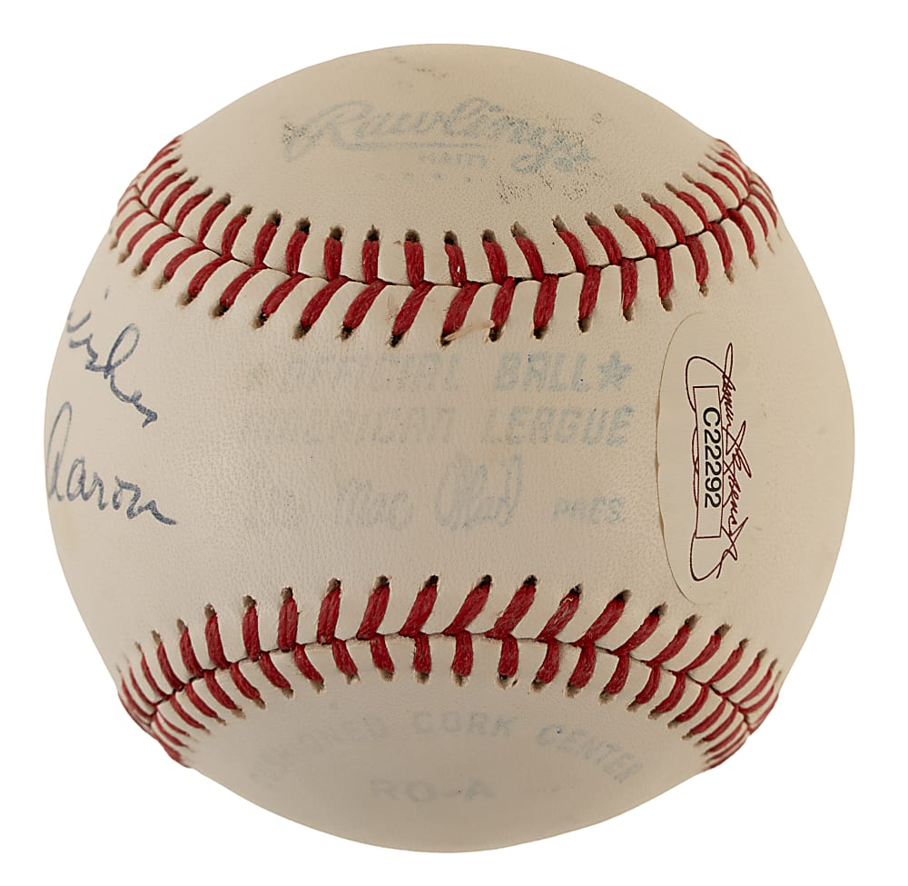 Hank Aaron Single-Signed Baseball - JSA