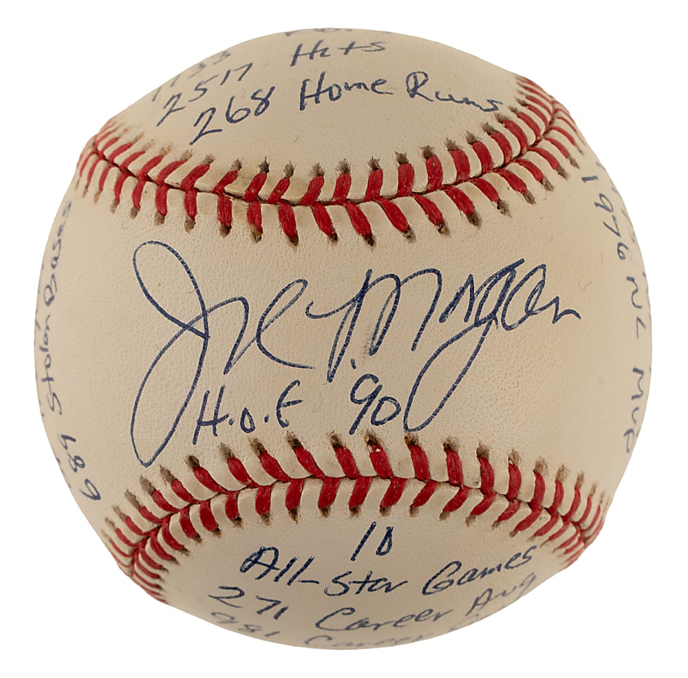 Joe Morgan Single-Signed Limited-Edition Stat Baseball - JSA