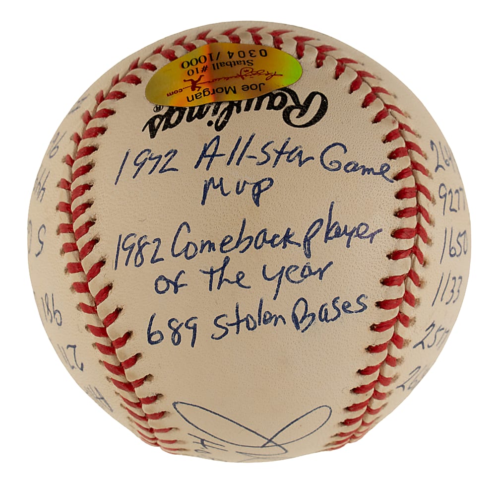 Joe Morgan Single-Signed Limited-Edition Stat Baseball - JSA