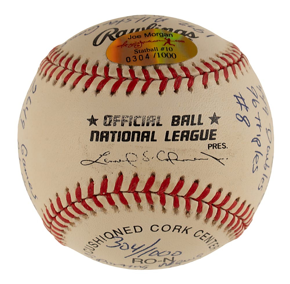 Joe Morgan Single-Signed Limited-Edition Stat Baseball - JSA