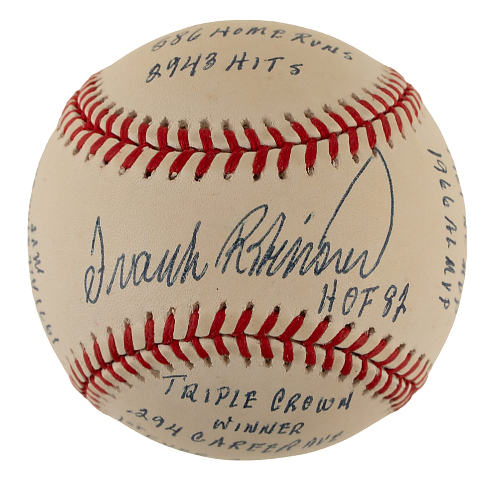 Frank Robinson Single-Signed Limited-Edition Stat Baseball - JSA