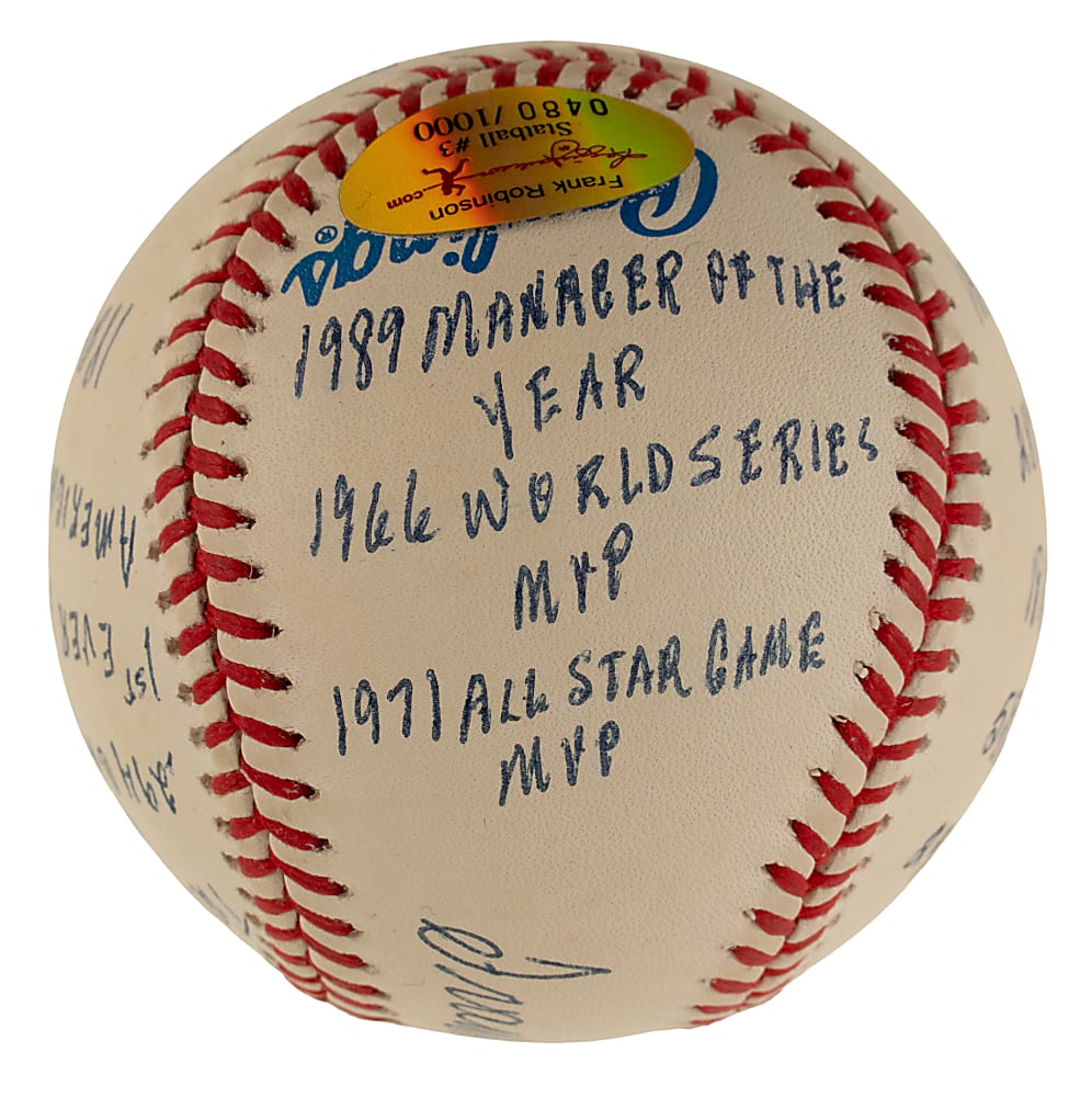 Frank Robinson Single-Signed Limited-Edition Stat Baseball - JSA