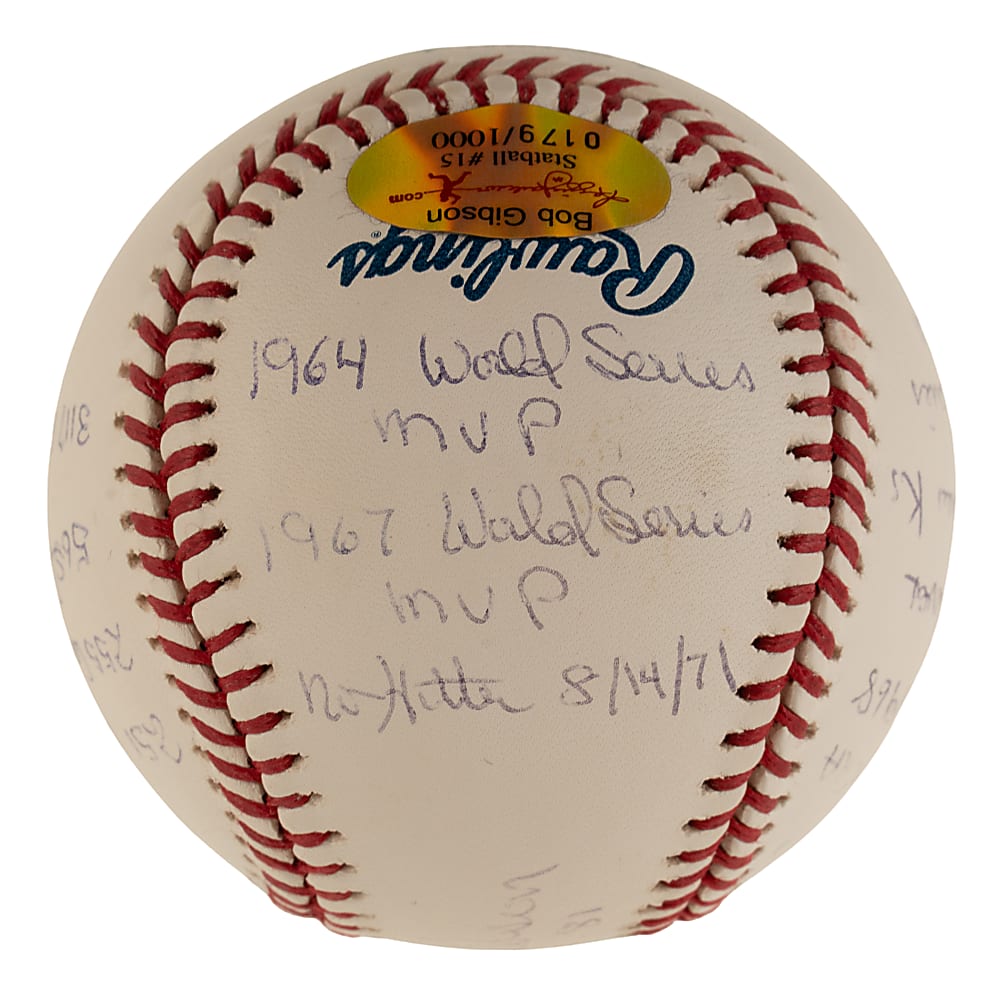 Bob Gibson Single-Signed Limited-Edition Stat Baseball - JSA