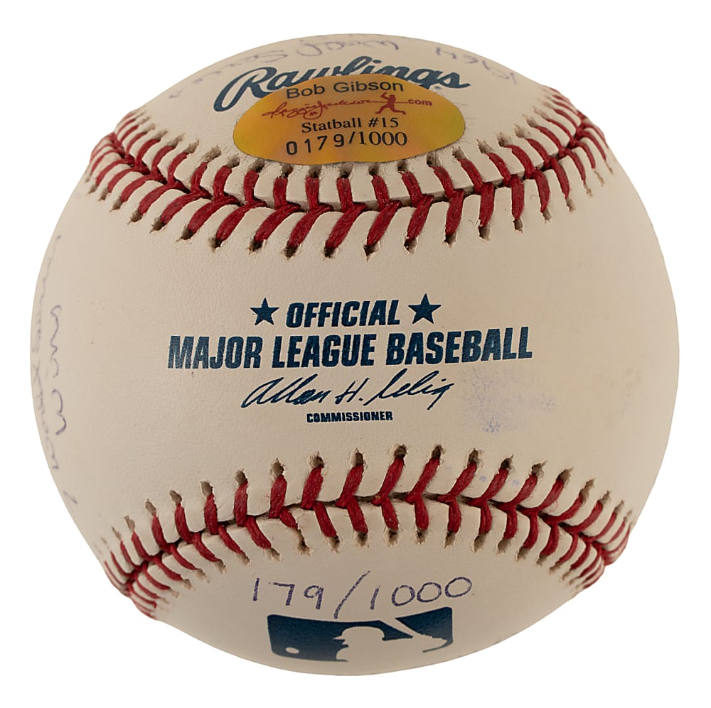 Bob Gibson Single-Signed Limited-Edition Stat Baseball - JSA