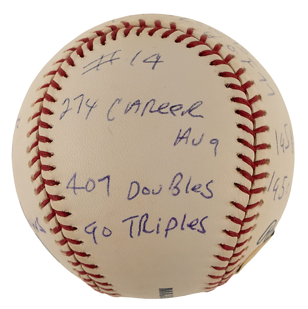 Ernie Banks Single-Signed Limited-Edition Stat Baseball - JSA