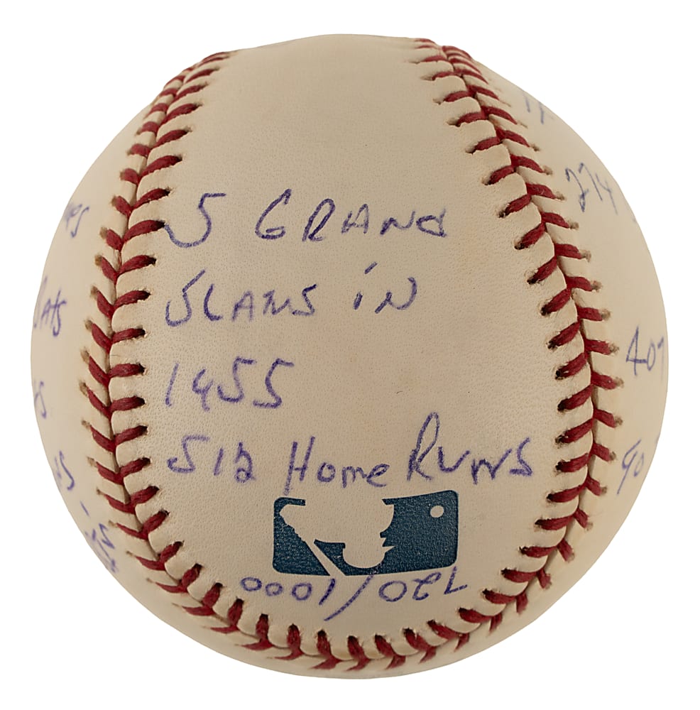 Ernie Banks Single-Signed Limited-Edition Stat Baseball - JSA