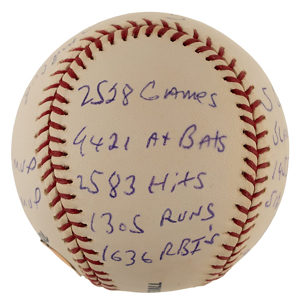 Ernie Banks Single-Signed Limited-Edition Stat Baseball - JSA