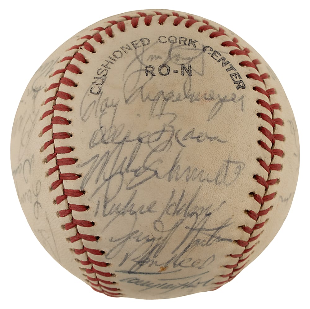 1977 Philadelphia Phillies Team-Signed Baseball with Mike Schmidt and Steve Carlton