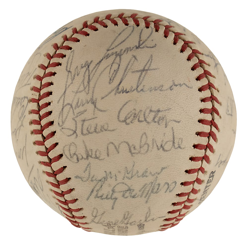 1977 Philadelphia Phillies Team-Signed Baseball with Mike Schmidt and Steve Carlton