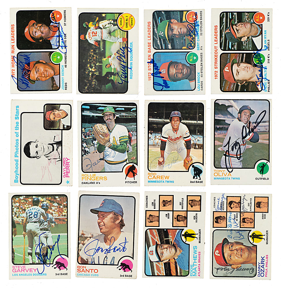 Signed 1973 Topps Collection (226) Including Bench, Perez, Brock, Carlton, and Perry