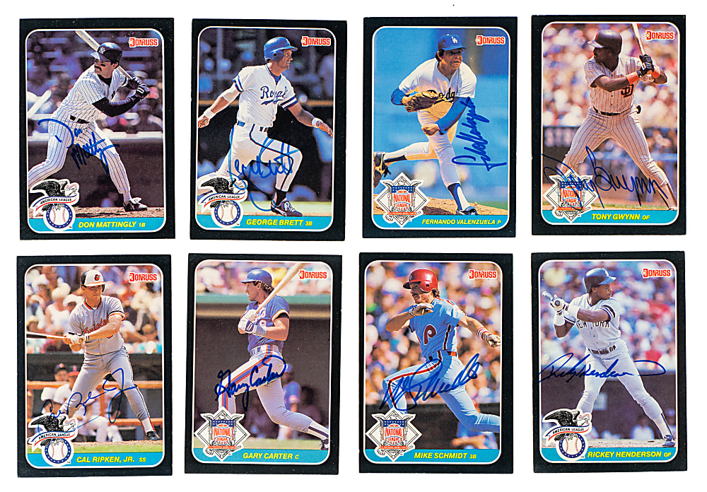 Signed 1987 Donruss All-Stars Near-Complete Set (56/59) Plus 46 Duplicates Including 24 Hall of Famers