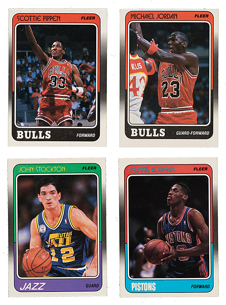 1988-1989 Fleer Basketball Complete Set (132) Plus Complete Stickers Set (11)