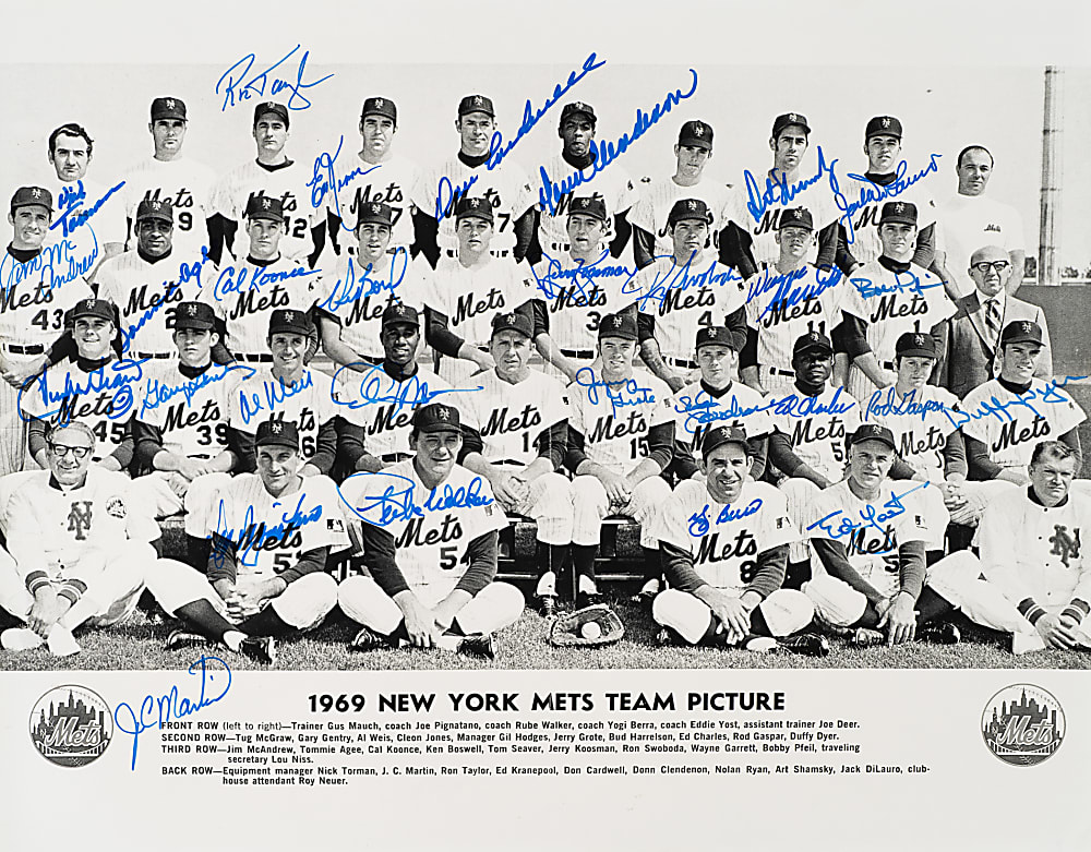 1969 New York Mets Reunion Multi-Signed Team Photograph with Yogi Berra