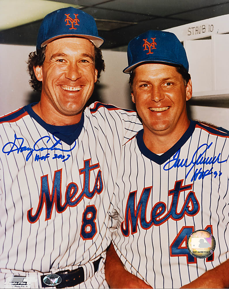 Gary Carter and Tom Seaver Dual-Signed Photograph with "HOF" Inscriptions