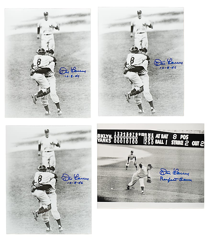 Don Larsen Signed Photograph Collection (12) - Three with Perfect Game Date Inscriptions