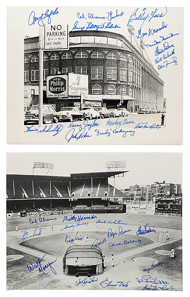 Brooklyn Dodgers Multi-Signed "Ebbets Field" Photograph Pair Including Duke Snider and Billy Herman