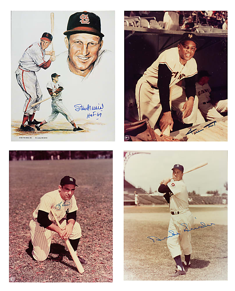 Hall of Fame and Star Signed Photograph Collection (22) Including Mays, Musial, and Rose